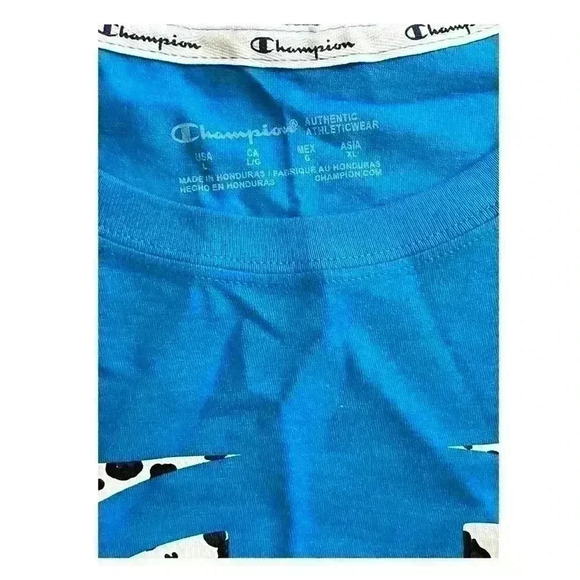 Champion Womens Cropped Graphic-Print T-Shirt Balboa Blue Size M-L - Picture 7 of 12
